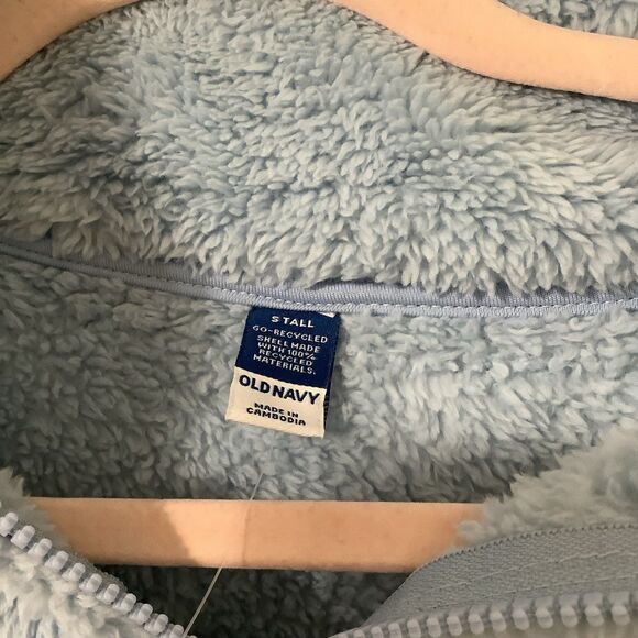 NWT Old Navy Pastel Blue Fleece Zip Up Minimalist Cozycore Normcore Jacket TallS - Picture 7 of 8